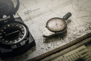 Compasses on a map
